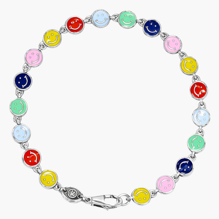 Assorted Smiley Sterling Silver Chain Bracelet-Bracelet-Kompsós