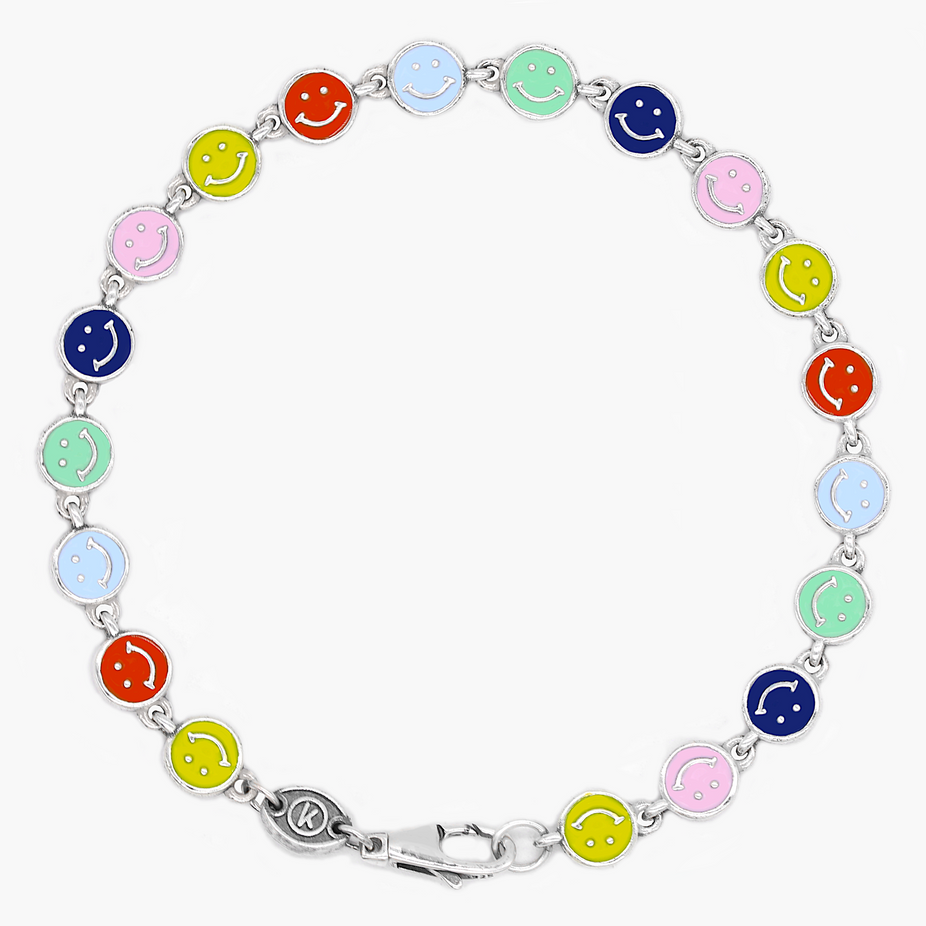 Assorted Smiley Sterling Silver Chain Bracelet-Bracelet-Kompsós