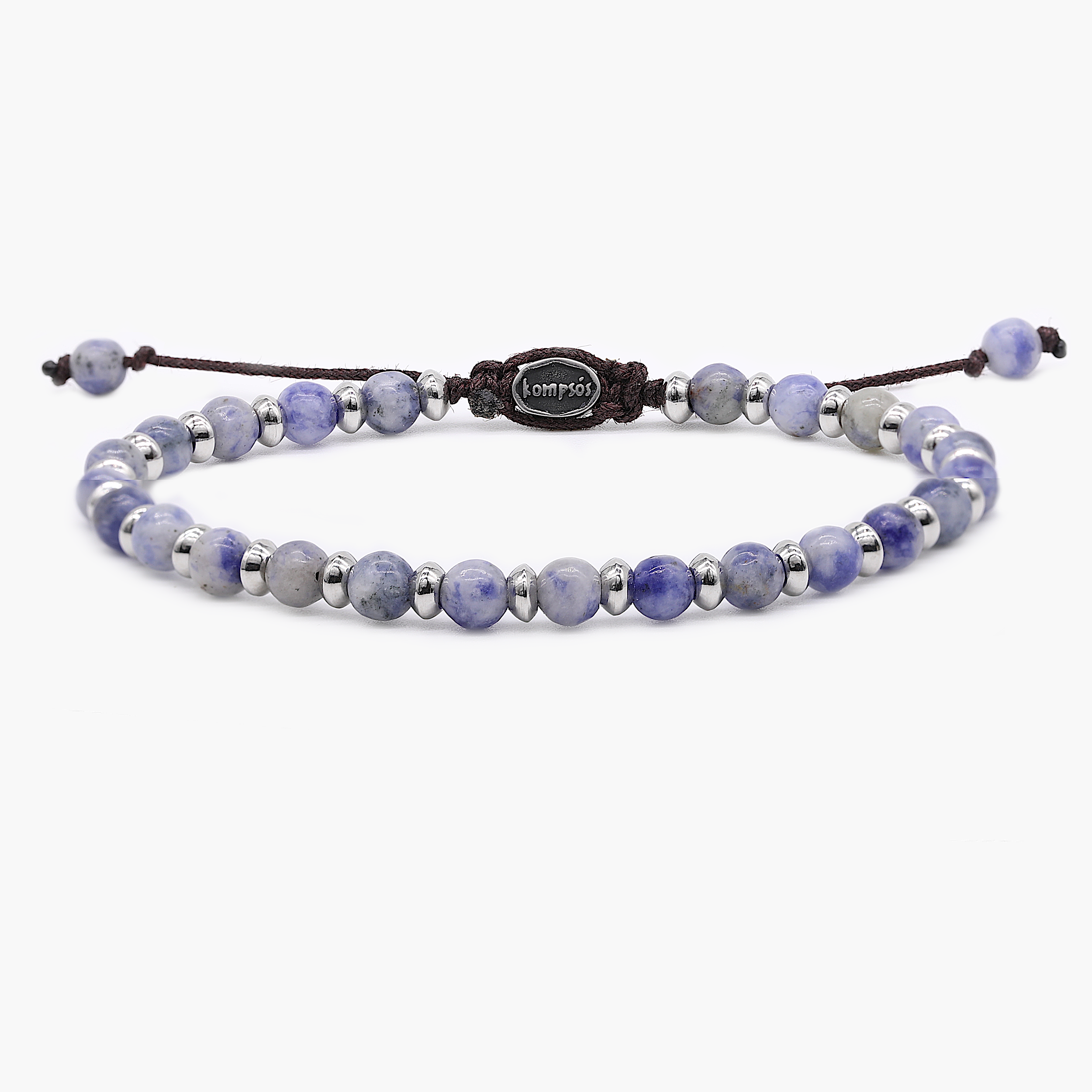 Beaded Bracelet With Sodalite and Silver Beads-Bracelet-Kompsós