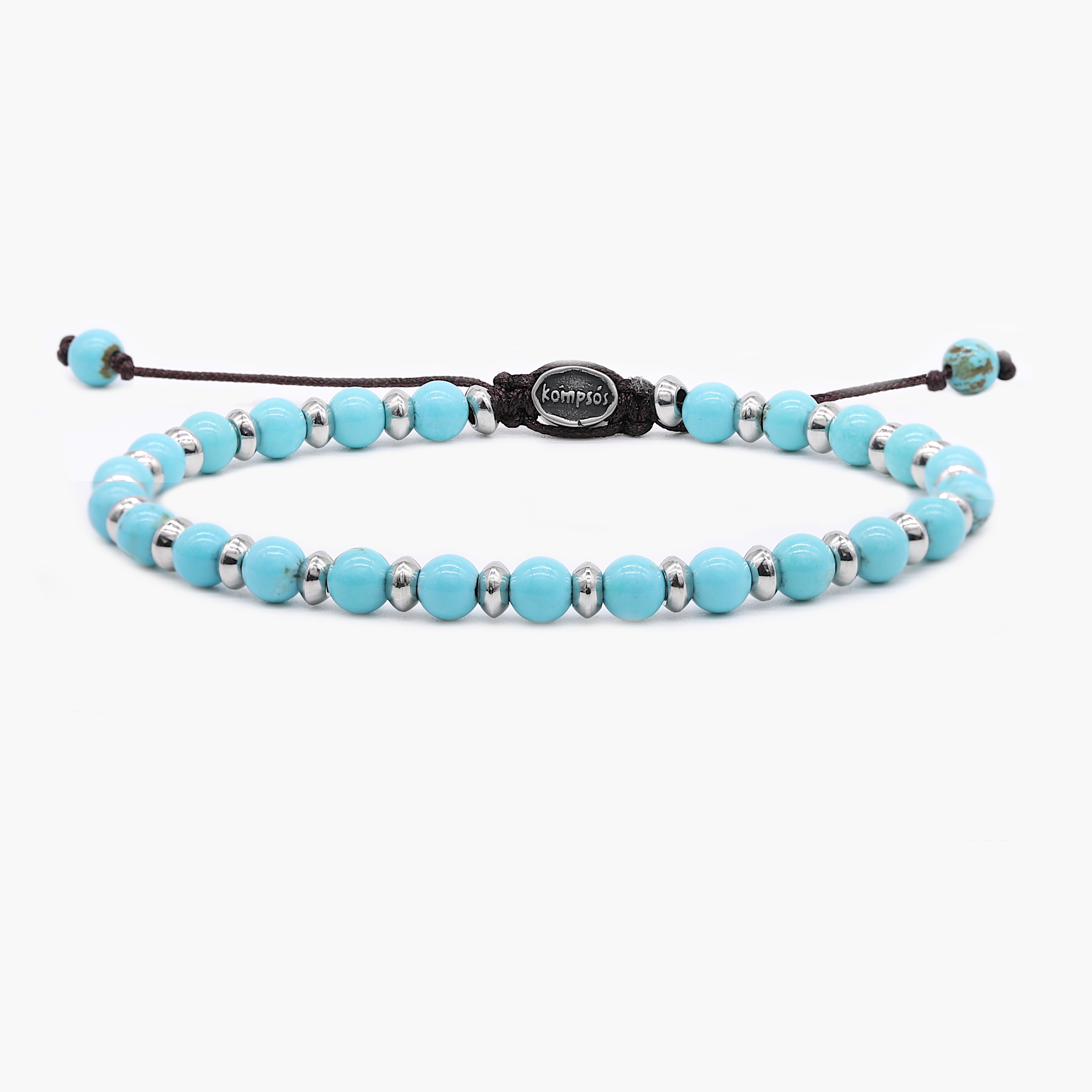 Beaded Bracelet With Turquoise and Silver Beads-Bracelet-Kompsós