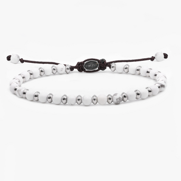 Beaded Bracelet With White Howlite and Silver Beads-Bracelet-Kompsós