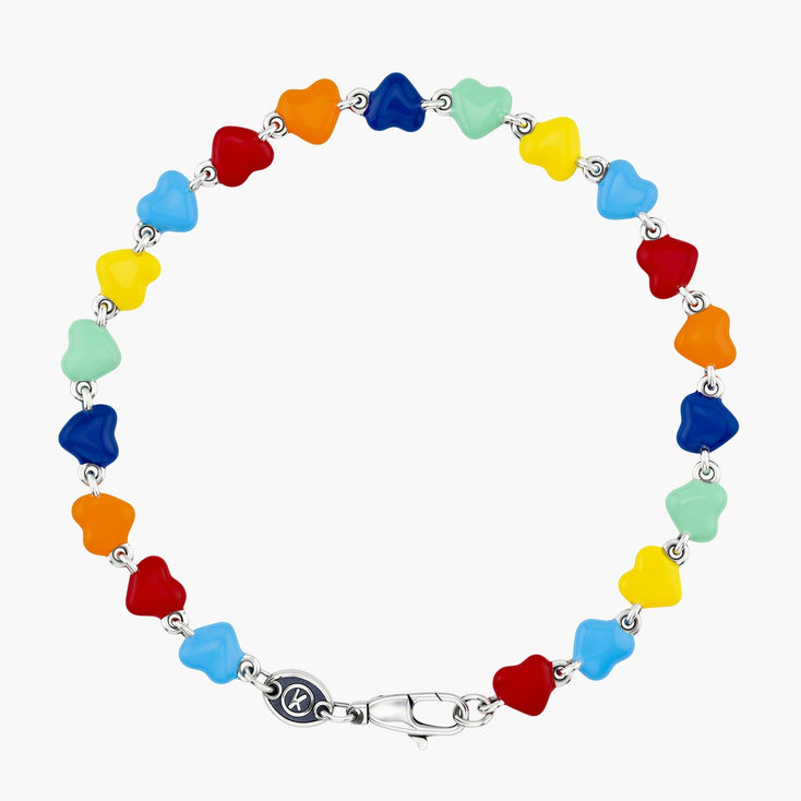 Bracelet With Assorted Enamelled Sterling Silver Hearts-Bracelet-Kompsós