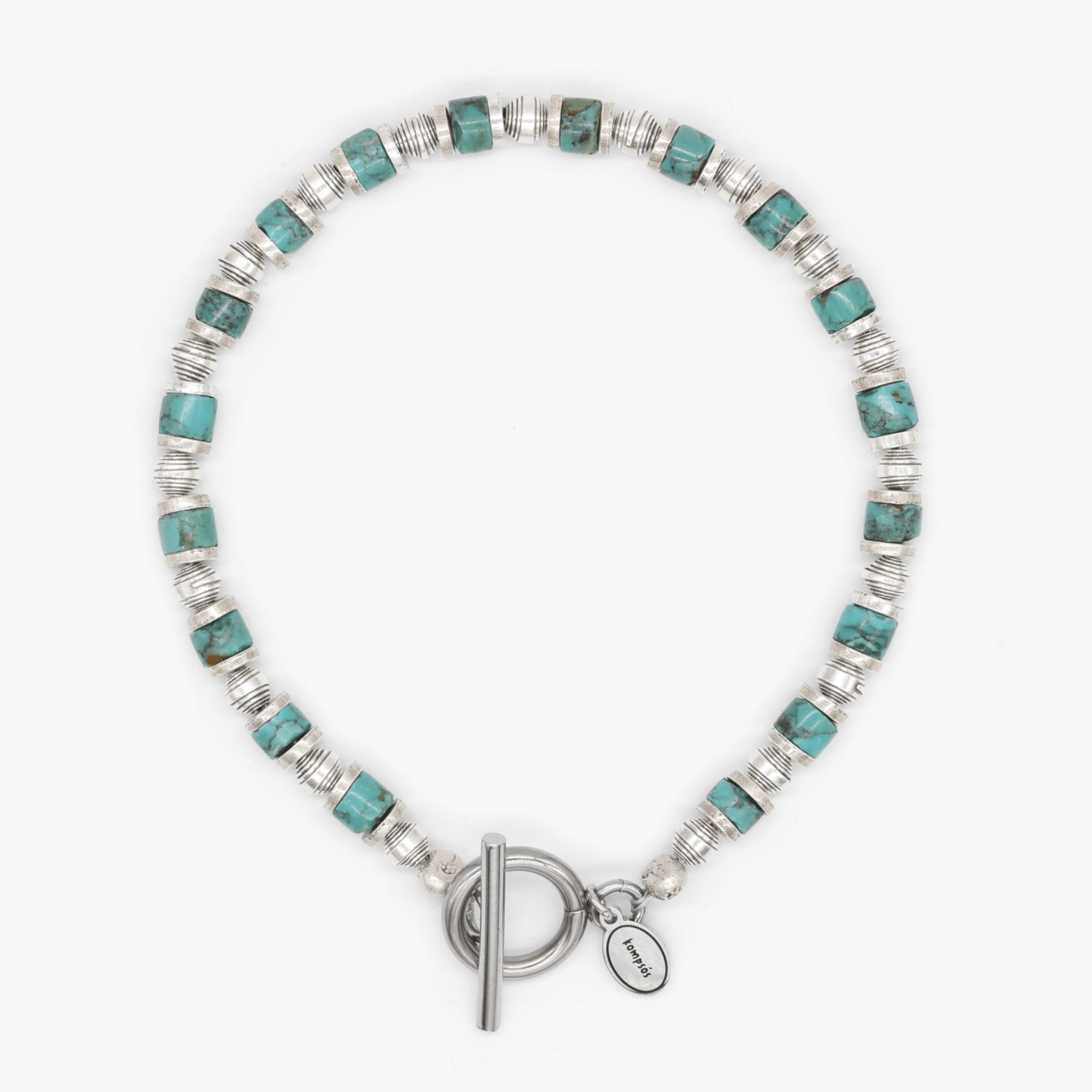 Bracelet With Hand-Forged Sterling Silver Beads And Natural Stones-Bracelet-Kompsós