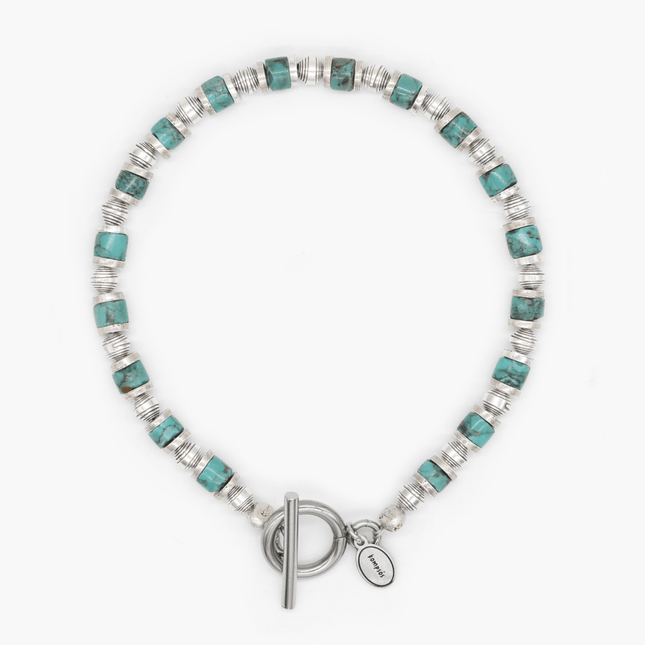 Bracelet With Hand-Forged Sterling Silver Beads And Natural Stones-Bracelet-Kompsós