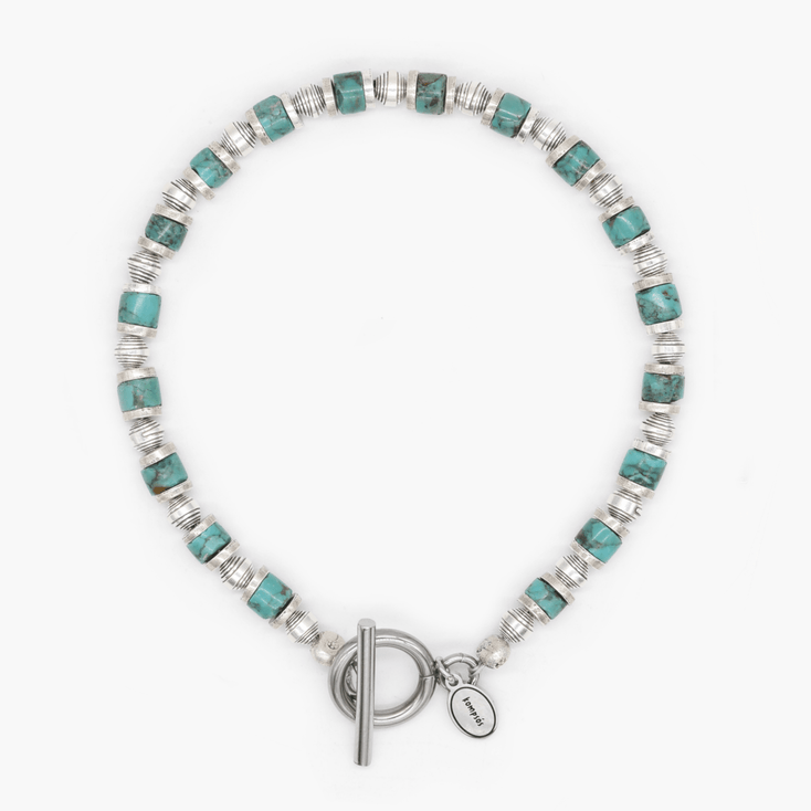 Bracelet With Hand-Forged Sterling Silver Beads And Natural Stones-Bracelet-Kompsós