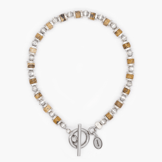 Bracelet With Hand-Forged Sterling Silver Beads And Natural Stones-Bracelet-Kompsós