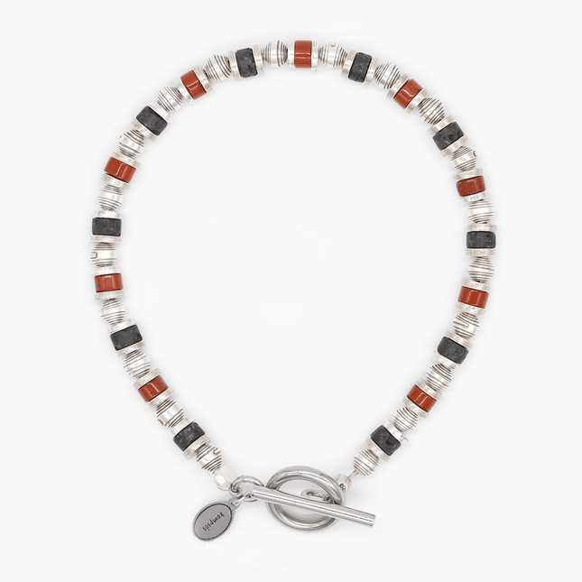 Bracelet With Hand-Forged Sterling Silver Beads And Natural Stones-Bracelet-Kompsós