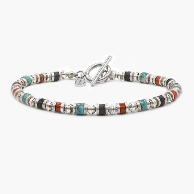 Bracelet With Hand-Forged Sterling Silver Beads And Natural Stones-Bracelet-Kompsós