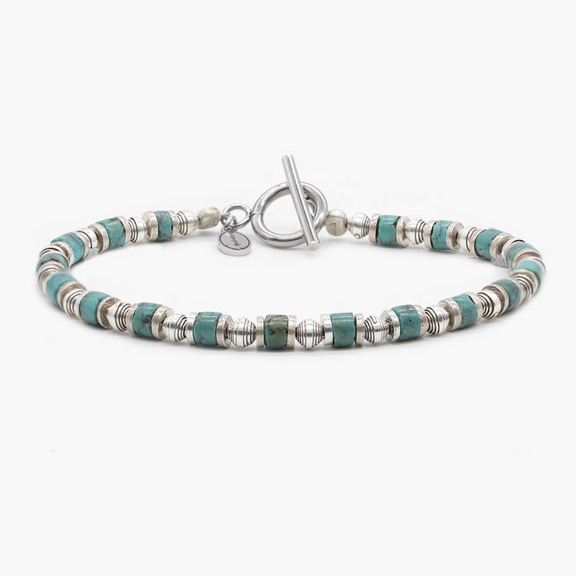 Bracelet With Hand-Forged Sterling Silver Beads And Natural Stones-Bracelet-Kompsós