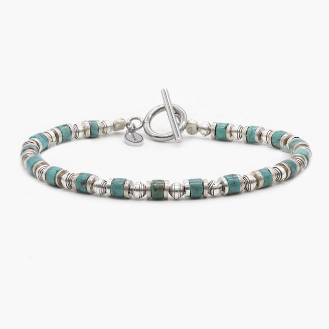 Bracelet With Hand-Forged Sterling Silver Beads And Natural Stones-Bracelet-Kompsós