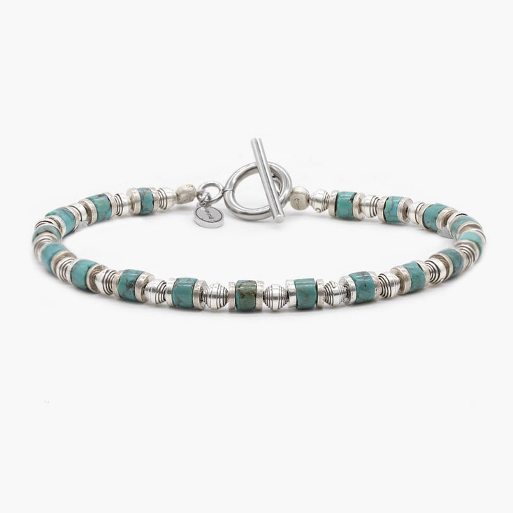 Bracelet With Hand-Forged Sterling Silver Beads And Natural Stones-Bracelet-Kompsós