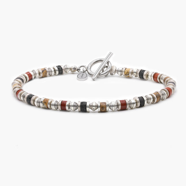 Bracelet With Hand-Forged Sterling Silver Beads And Natural Stones-Bracelet-Kompsós