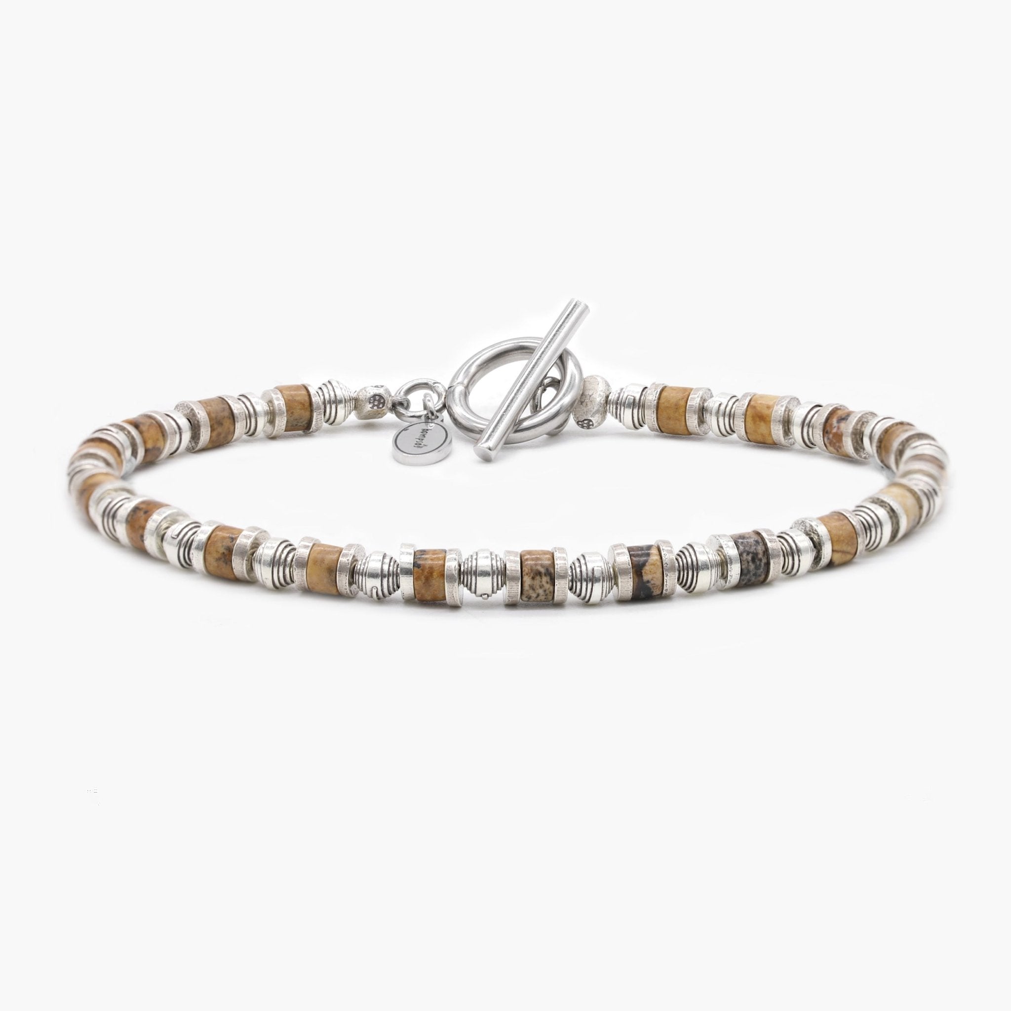 Bracelet With Hand-Forged Sterling Silver Beads And Natural Stones-Bracelet-Kompsós