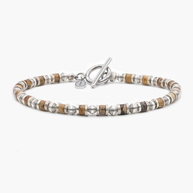 Bracelet With Hand-Forged Sterling Silver Beads And Natural Stones-Bracelet-Kompsós