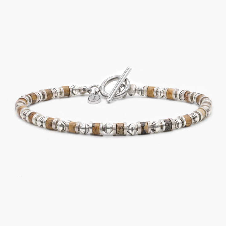 Bracelet With Hand-Forged Sterling Silver Beads And Natural Stones-Bracelet-Kompsós