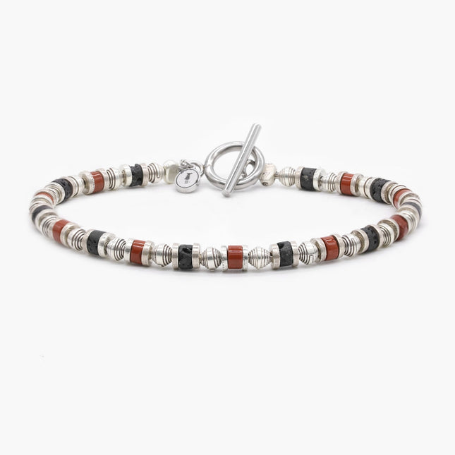 Bracelet With Hand-Forged Sterling Silver Beads And Natural Stones-Bracelet-Kompsós