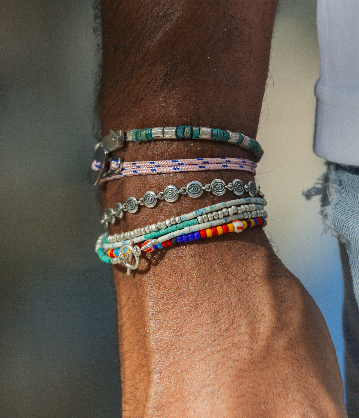 Bracelet With Pyrite Stone and Hand-Forged Silver Beads-Bracelet-Kompsós