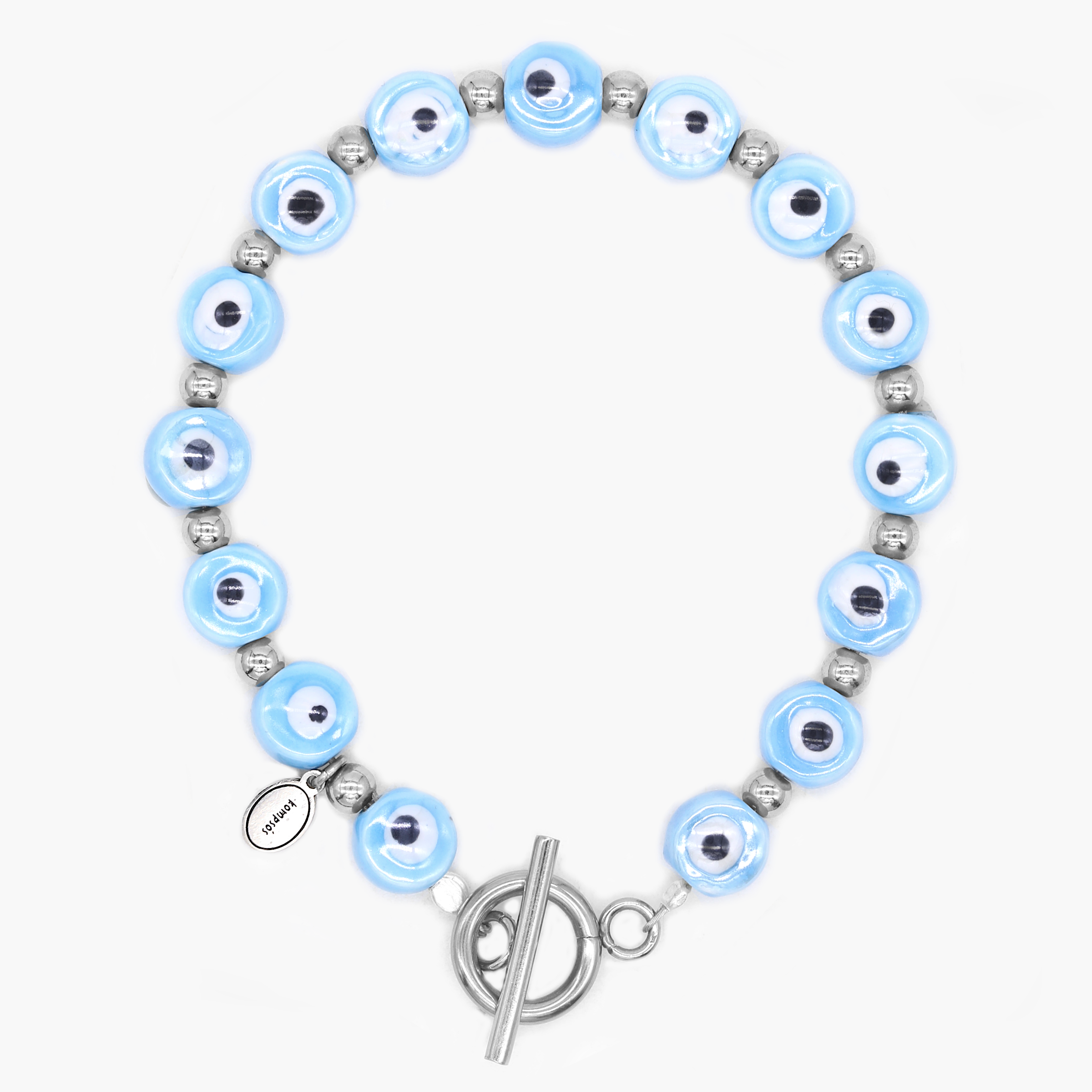 Bracelet With Silver And Evil Eye Glass Beads-Bracelet-Kompsós
