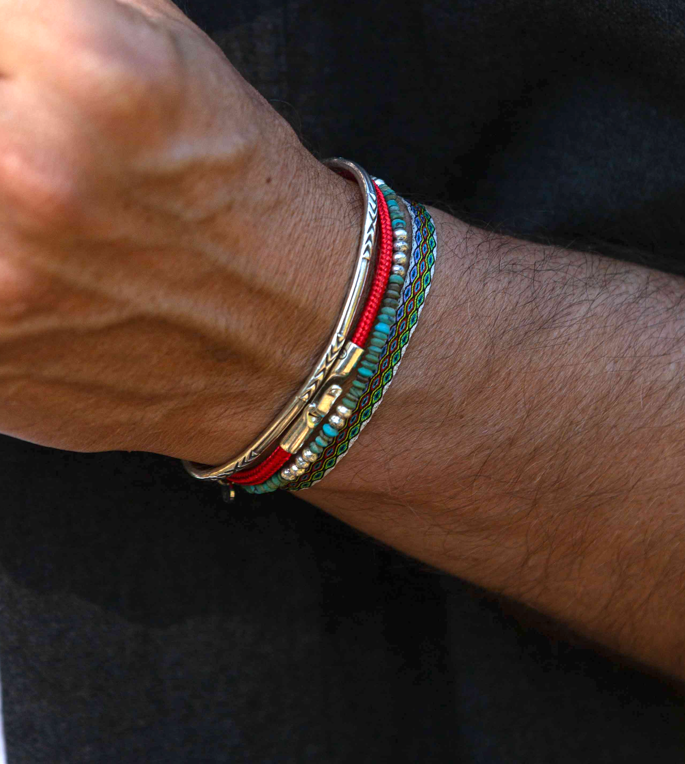 Bracelet With Sterling Silver And African Turquoise Beads-Bracelet-Kompsós