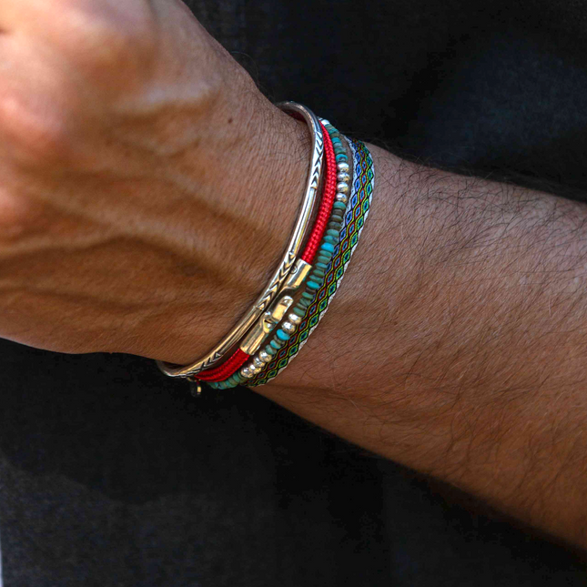 Bracelet With Sterling Silver And African Turquoise Beads-Bracelet-Kompsós