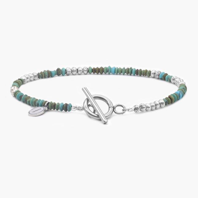 Bracelet With Sterling Silver And African Turquoise Beads-Bracelet-Kompsós