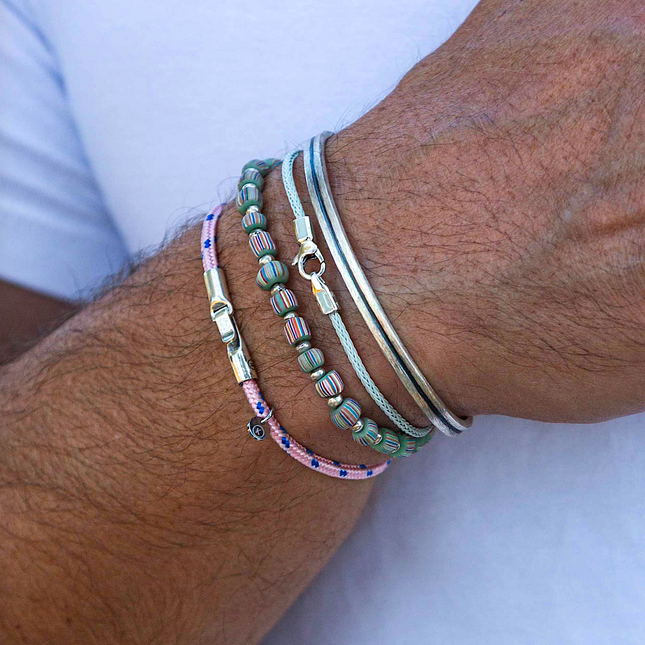 Bracelet With Sterling Silver And Recycled Balinese Glass Beads-Bracelet-Kompsós