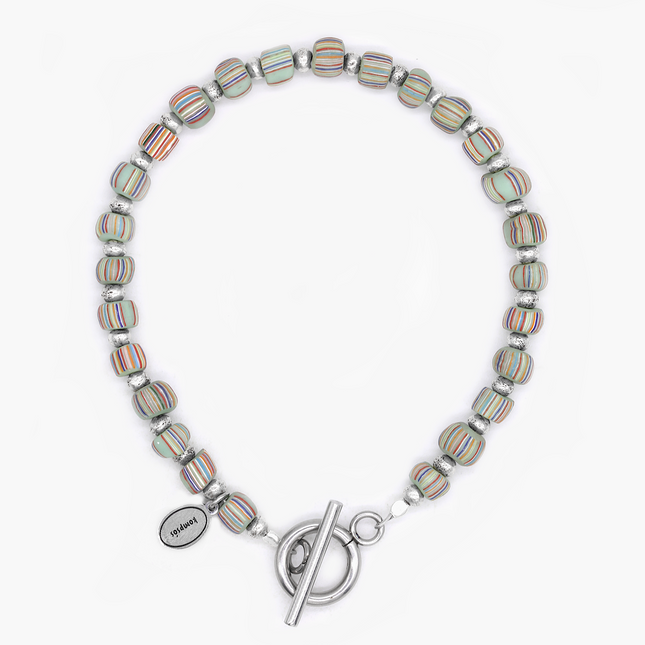 Bracelet With Sterling Silver And Recycled Balinese Glass Beads-Bracelet-Kompsós