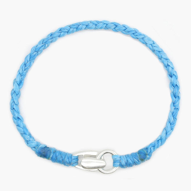 Braided "Antibes" Bracelet With Silver Clasp (Light Blue)-Kompsós