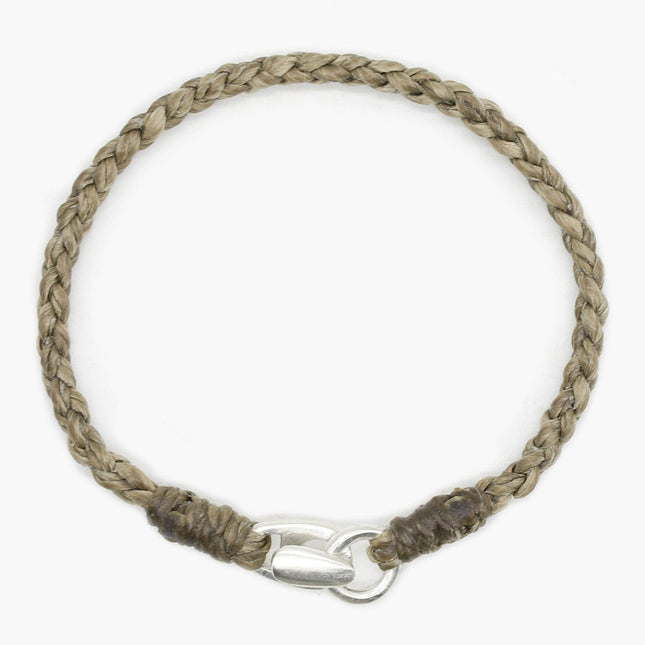 Braided "Antibes" Bracelet With Silver Clasp (Light Brown)-Kompsós