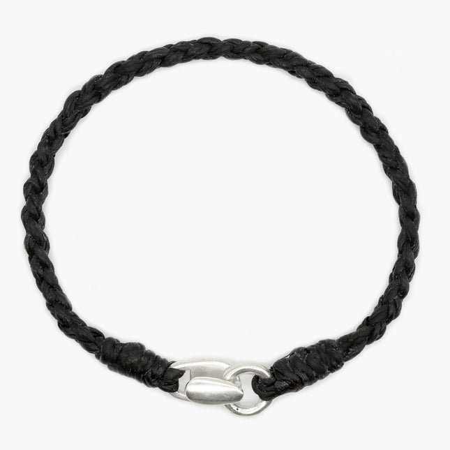 Braided "Antibes" Bracelets With Silver Clasp (Black)-Kompsós