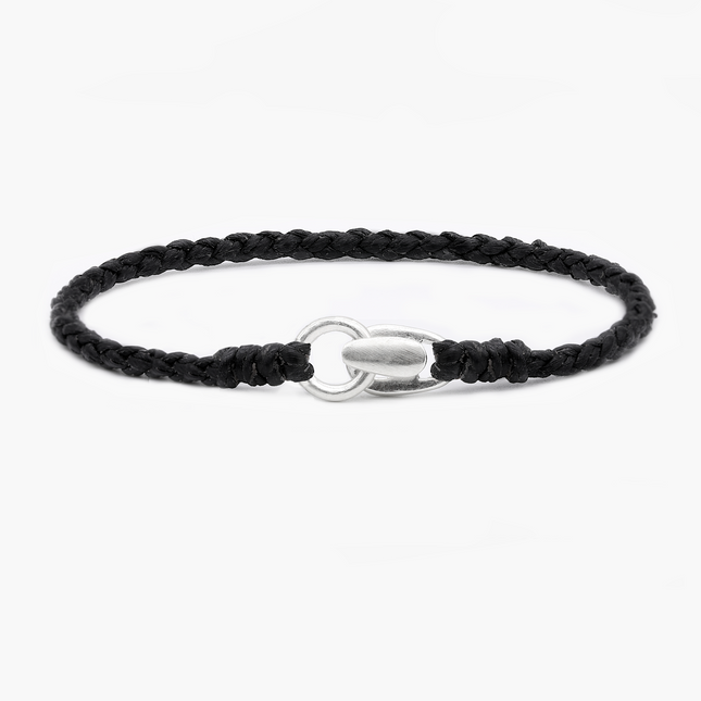 Braided "Antibes" Bracelets With Silver Clasp (Black)-Kompsós