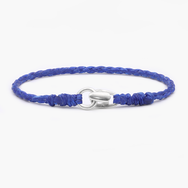 Braided "Antibes" Bracelets With Silver Clasp (Navy Blue)-Kompsós