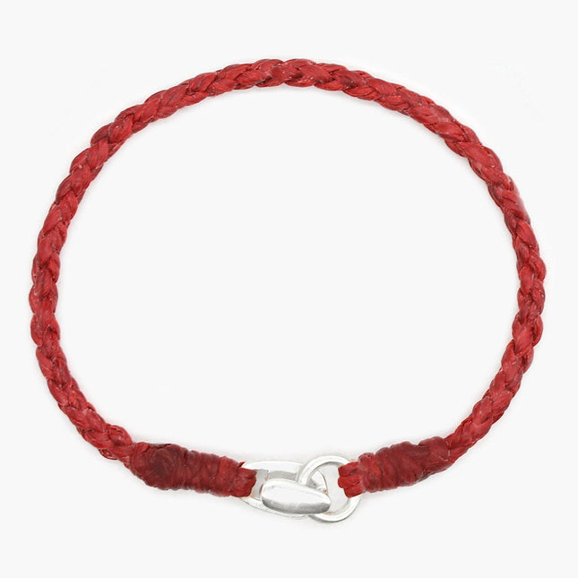 Braided "Antibes" Bracelets With Silver Clasp (Red)-Kompsós