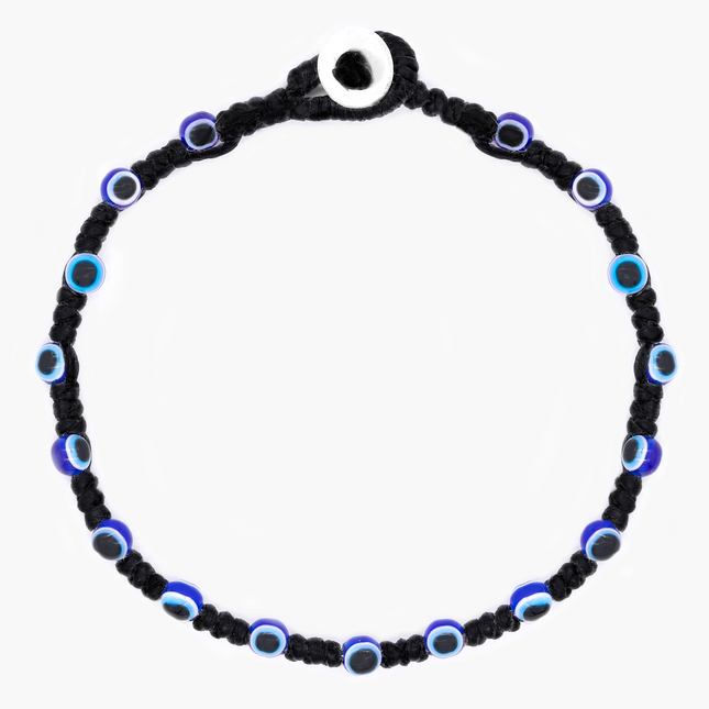 Braided Bracelet With Eye Eye Beads (Black)-Bracelet-Kompsós