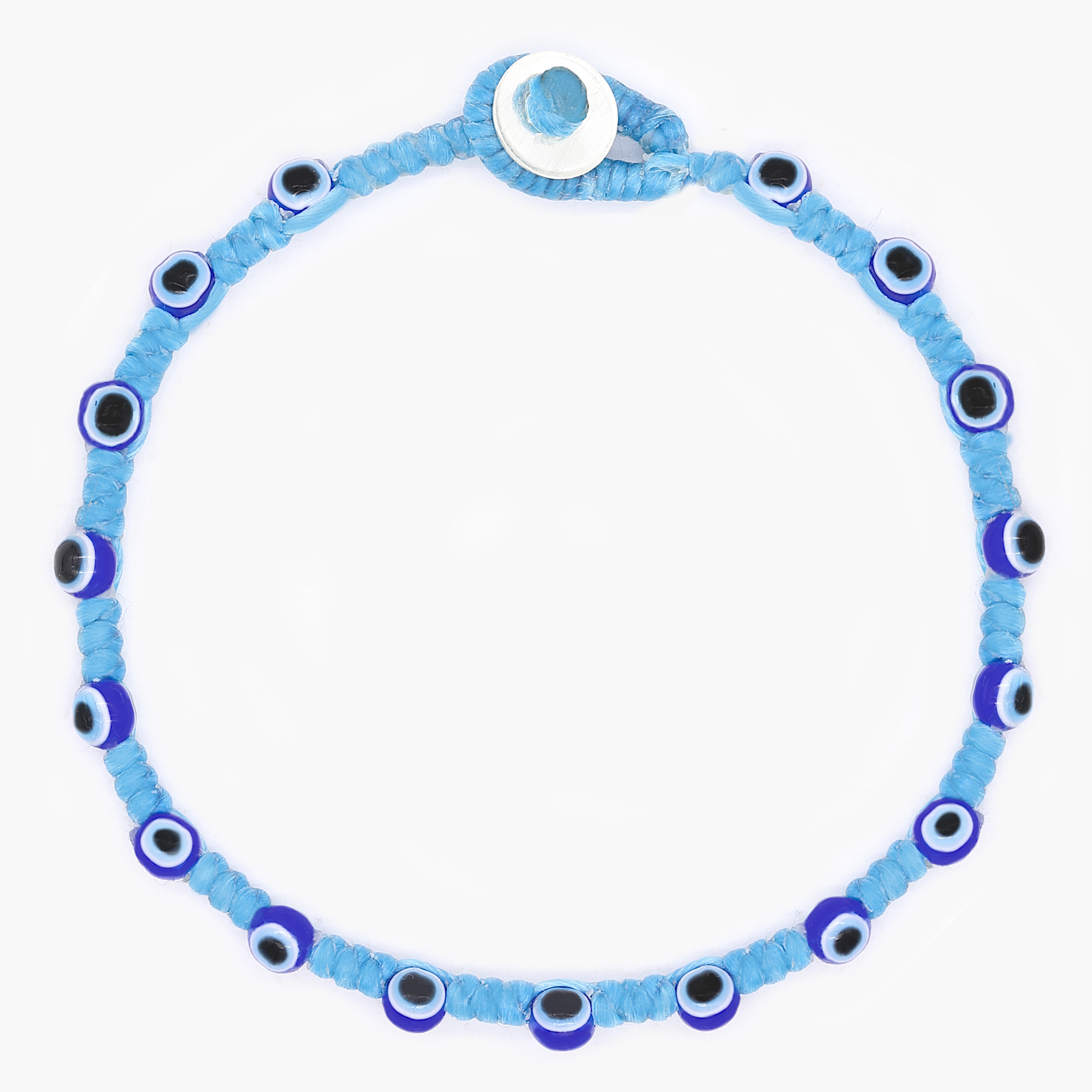 Braided Bracelet With Eye Eye Beads (Lignt Blue)-Bracelet-Kompsós