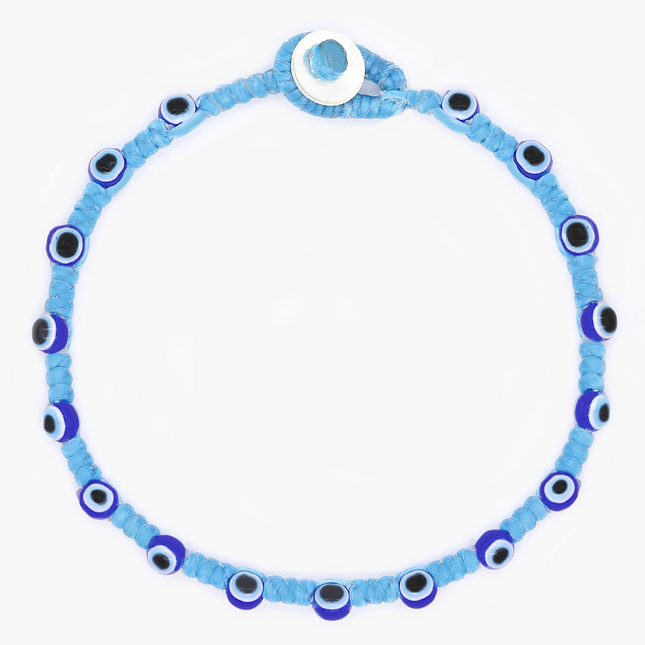 Braided Bracelet With Eye Eye Beads (Lignt Blue)-Bracelet-Kompsós