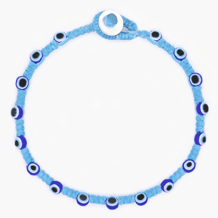 Braided Bracelet With Eye Eye Beads (Lignt Blue)-Bracelet-Kompsós