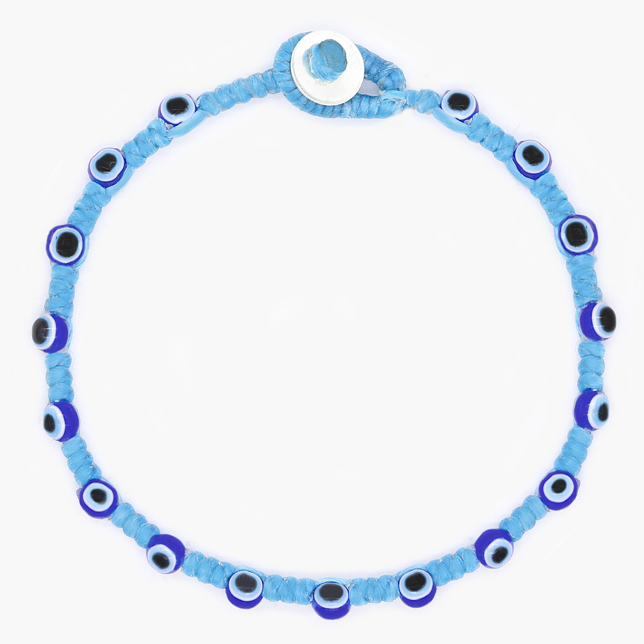 Braided Bracelet With Eye Eye Beads (Lignt Blue)-Bracelet-Kompsós