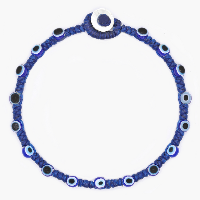 Braided Bracelet With Eye Eye Beads (Navy Blue)-Bracelet-Kompsós