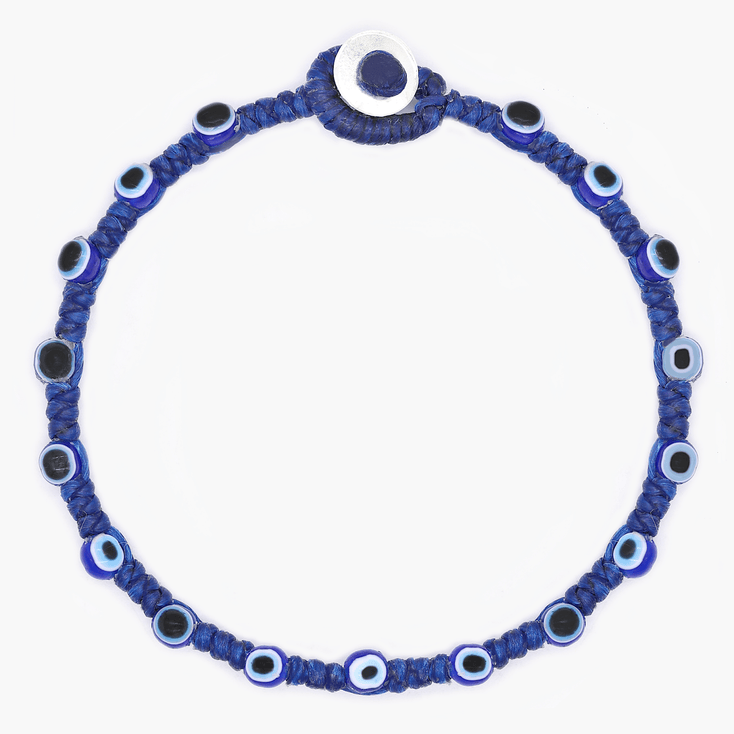 Braided Bracelet With Eye Eye Beads (Navy Blue)-Bracelet-Kompsós