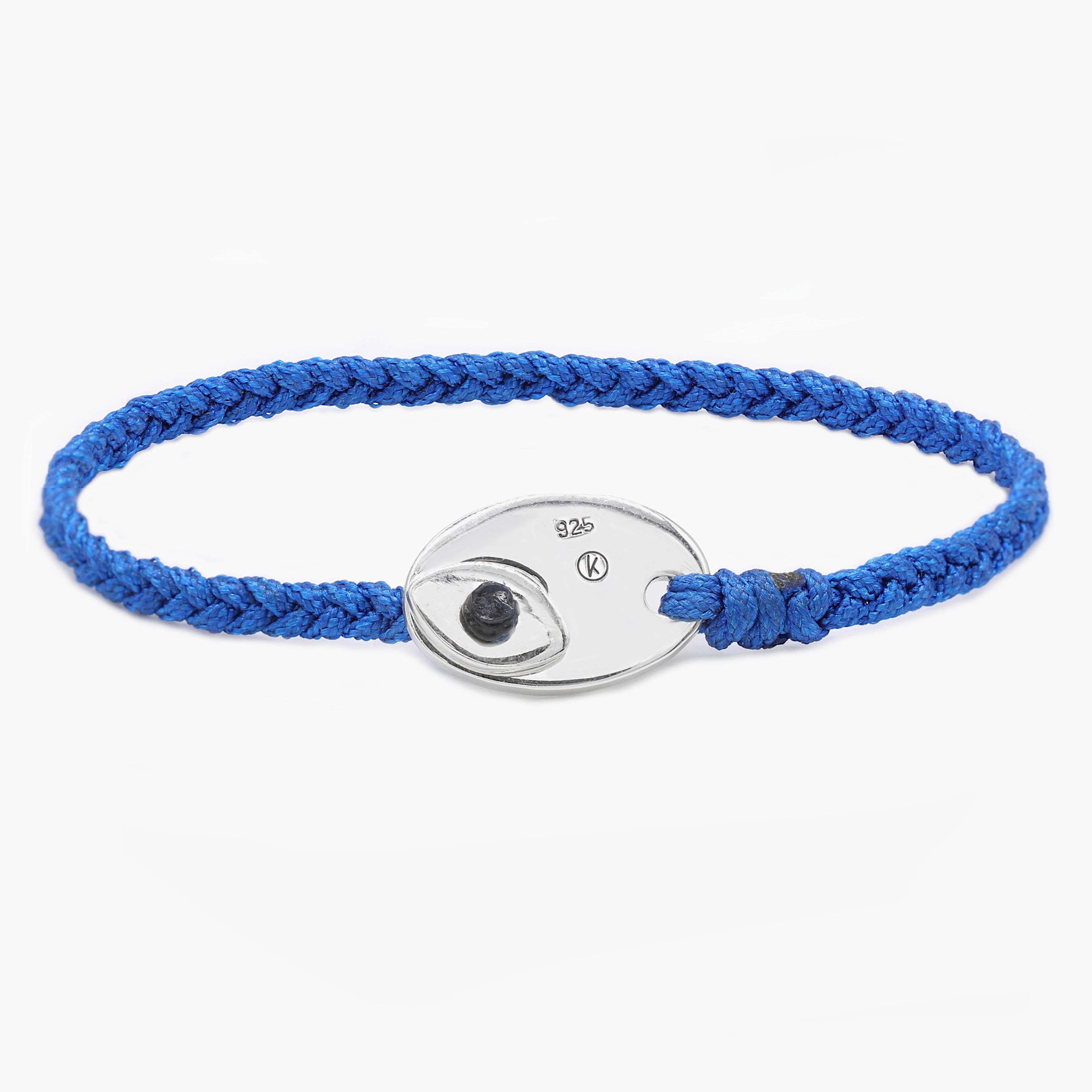 Braided Bracelet With Sterling Silver Button (Light Blue)-Bracelet-Kompsós