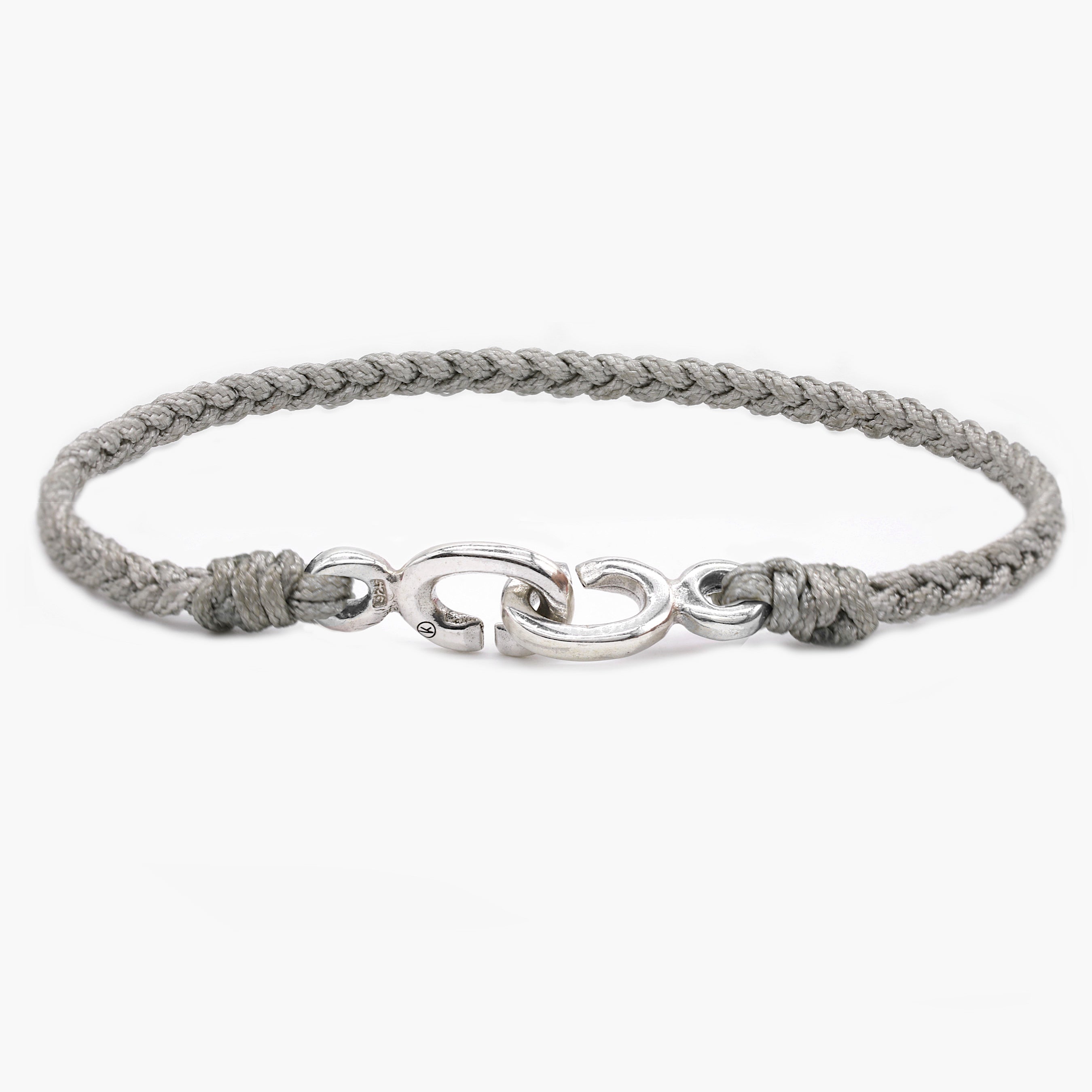 Braided Bracelet With Sterling Silver Links (Grey)-Bracelet-Kompsós