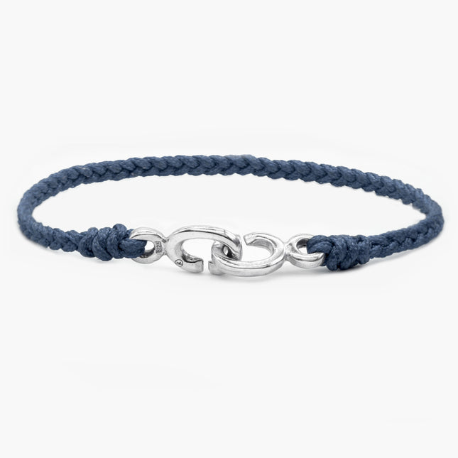 Braided Bracelet With Sterling Silver Links (Navy Blue)-Bracelet-Kompsós