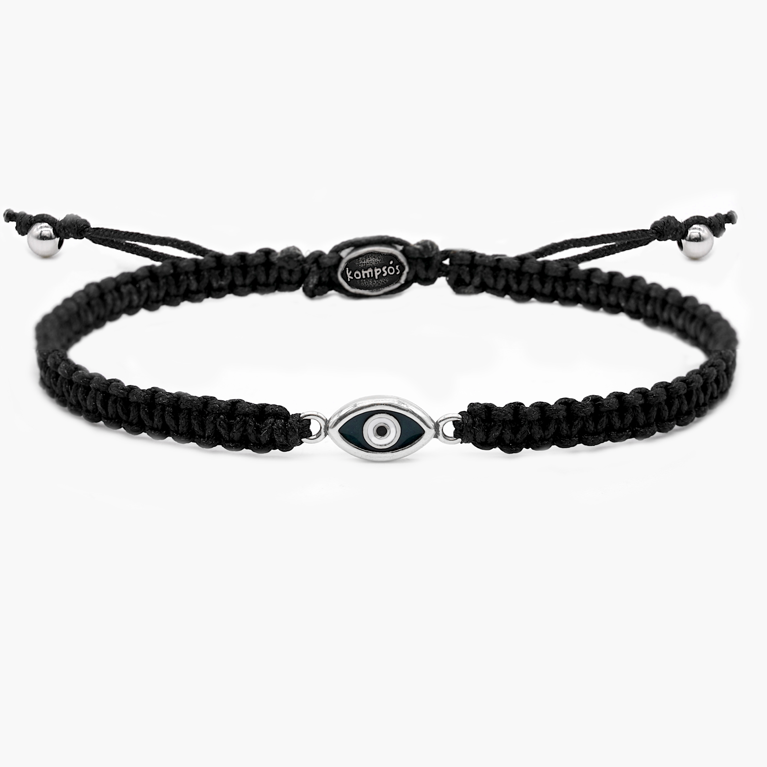 Braided Evil Eye Bracelet (Black)-Kompsós