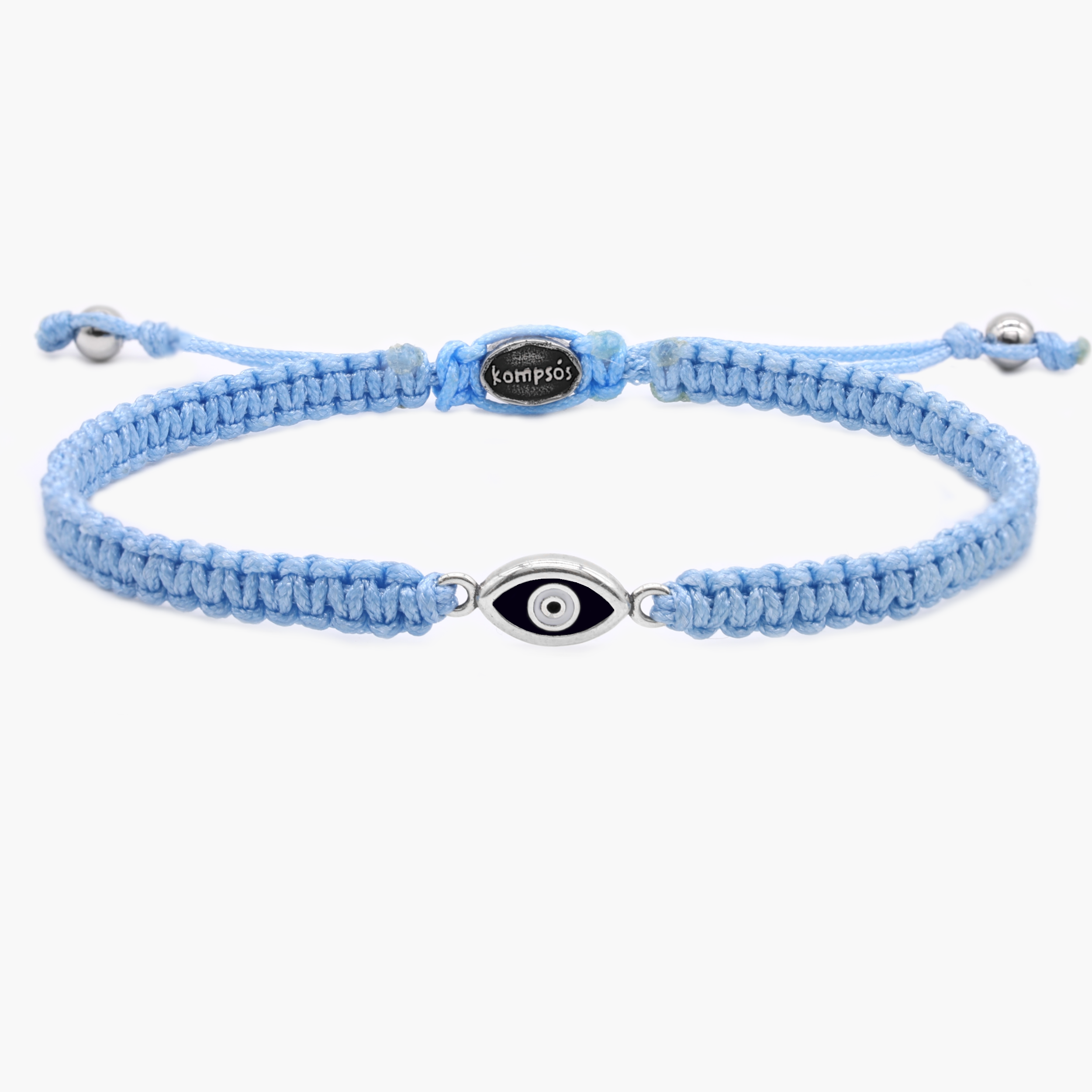 Braided Evil Eye Bracelet (Light Blue)-Kompsós
