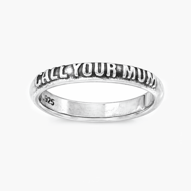 Call Your Mum Sterling Silver Ring Band-Ring-Kompsós