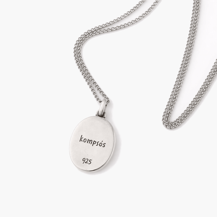 Christ Sterling Silver Necklace With Arizona Turquoise Stone-Necklace-Kompsós