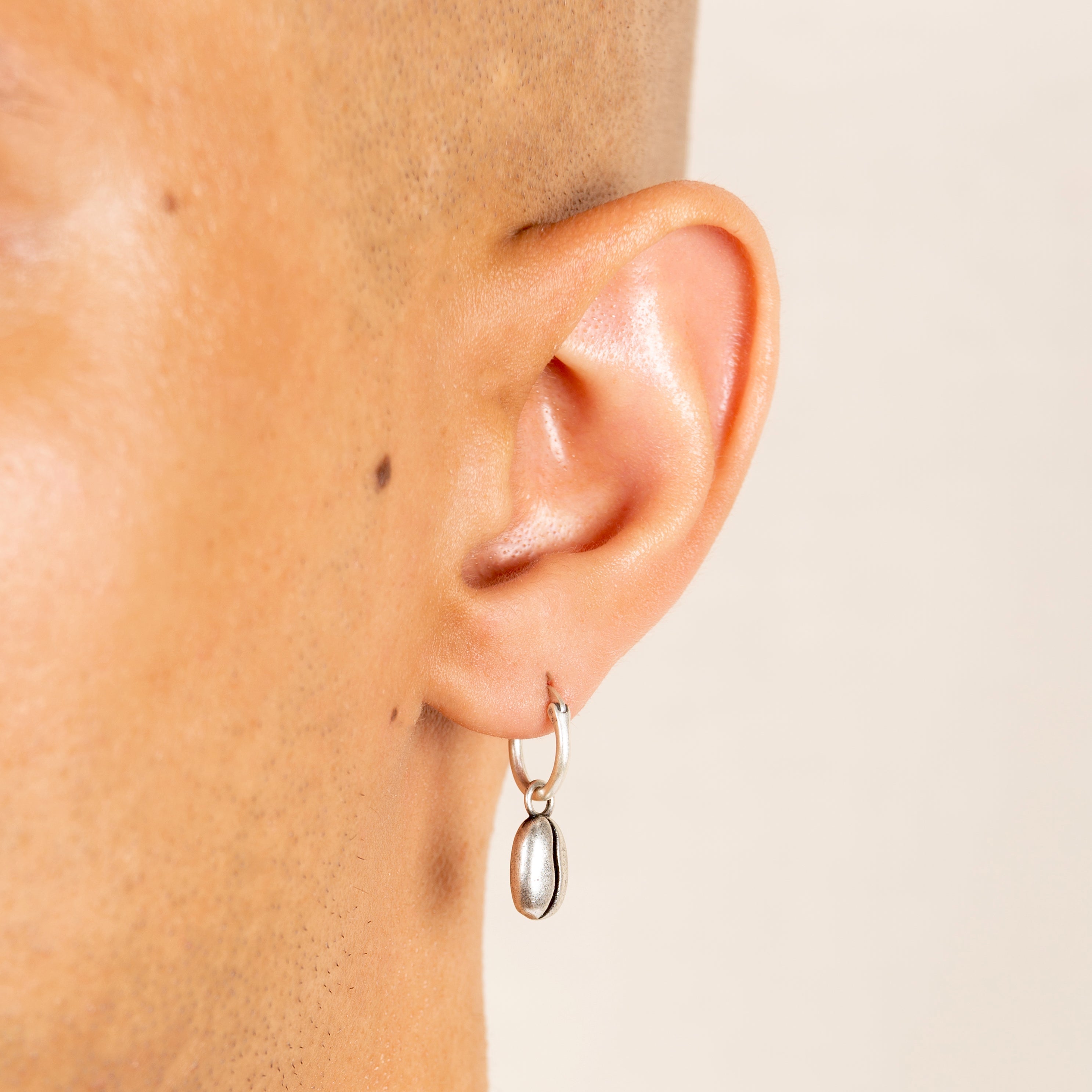 Coffee Bean Sterling Silver Earring-Earring-Kompsós