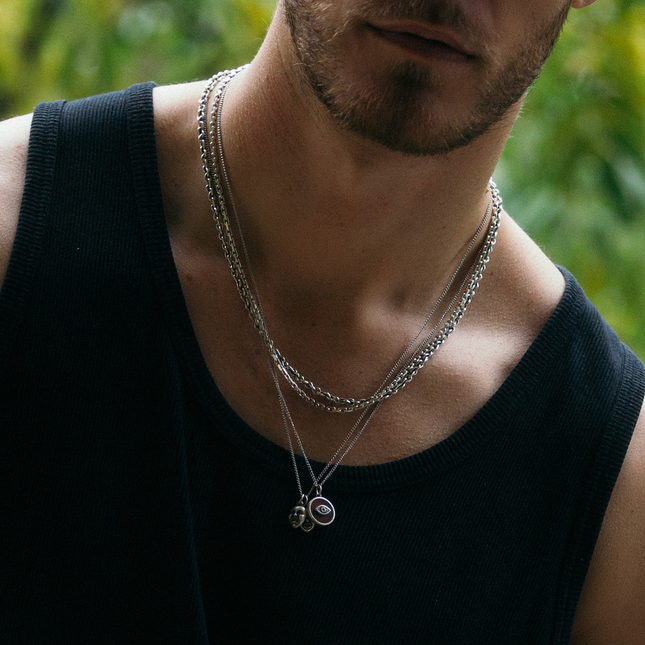 Comedy And Tragedy Duo Silver Necklace-Necklace-Kompsós