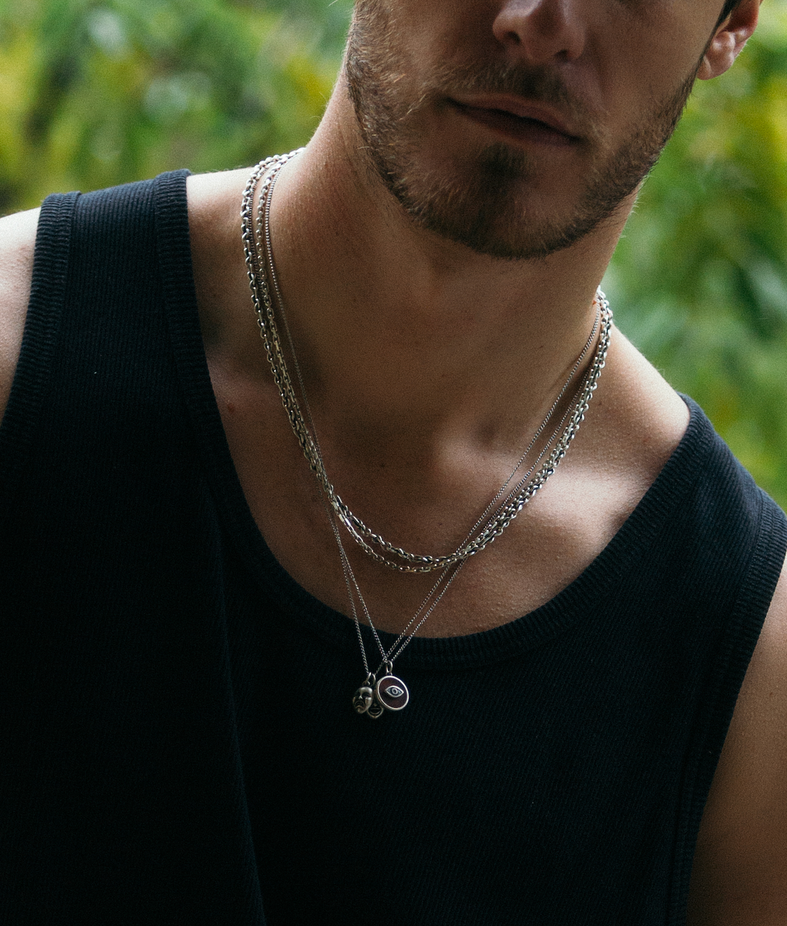 Comedy And Tragedy Duo Silver Necklace-Necklace-Kompsós